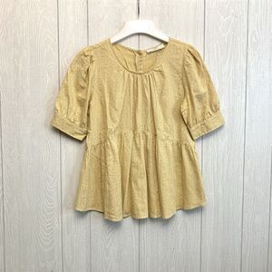 Potters Pot Yellow Polka Dot Short Sleeve Top Medium NWOT